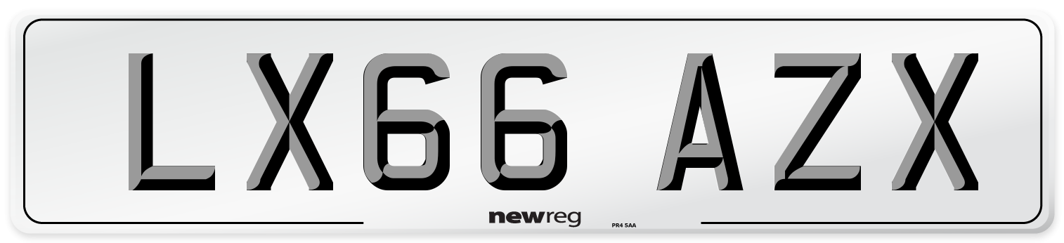 LX66 AZX Number Plate from New Reg